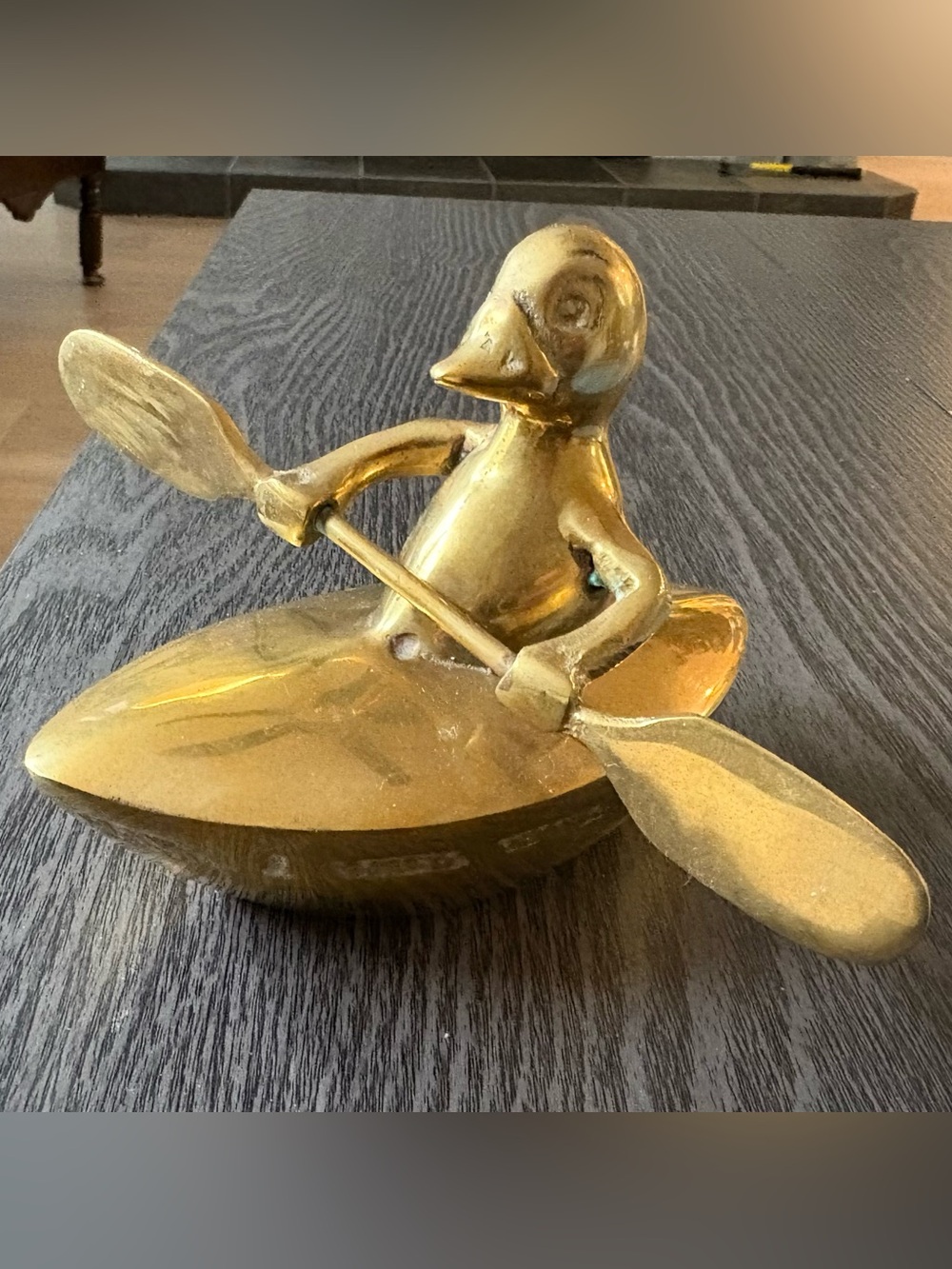 Vintage Brass Duck Rowing Canoe/Kayak Figurine – Nautical Cottage Decor